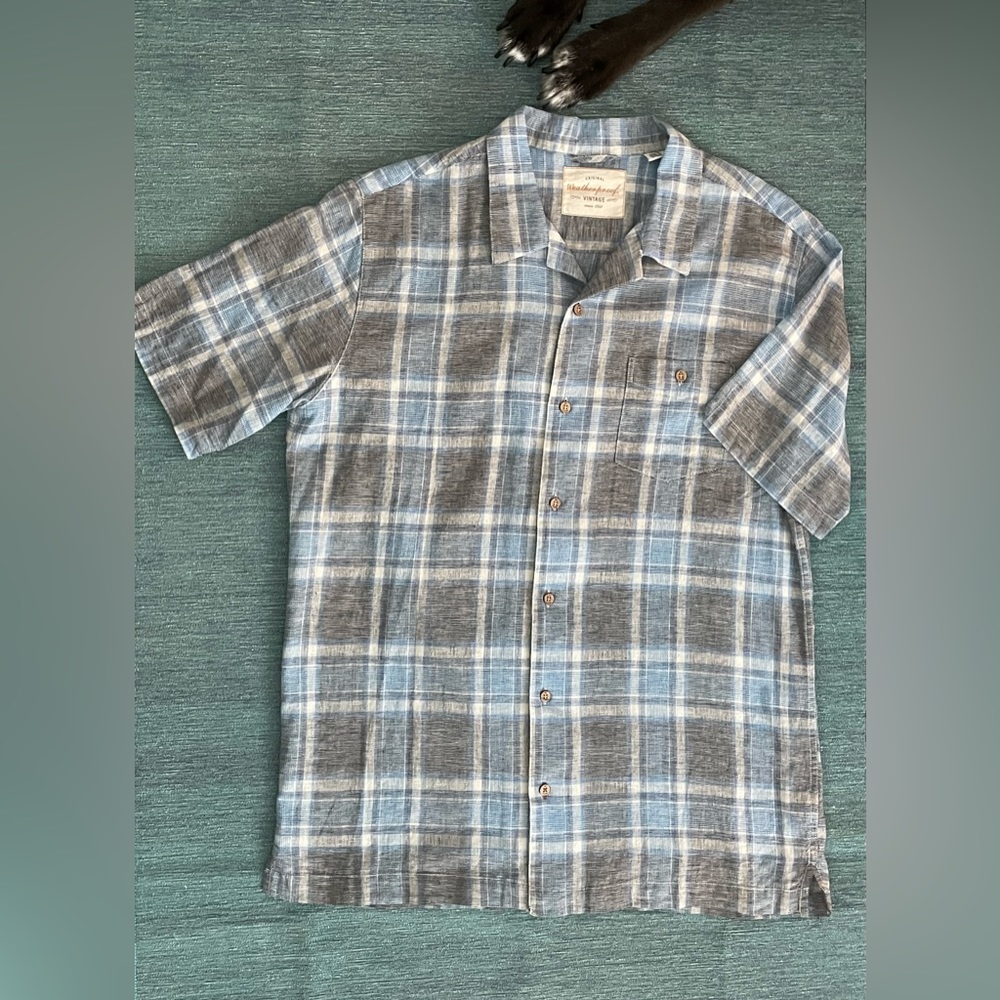 Original Weatherproof Vintage Mens Medium Short Sleeve Casual Button up Shirt